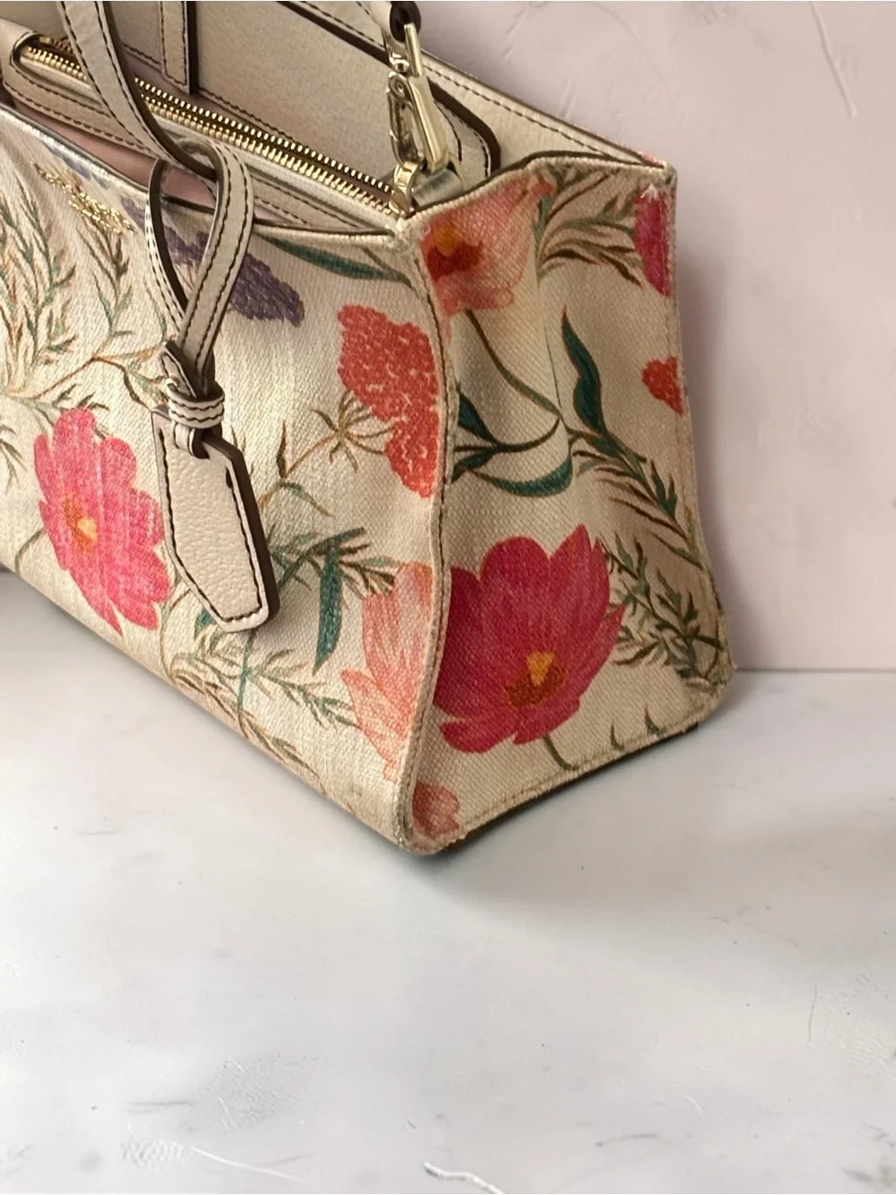 Kate Spade New York Thompson Street Sam floral print linen small satchel bag
